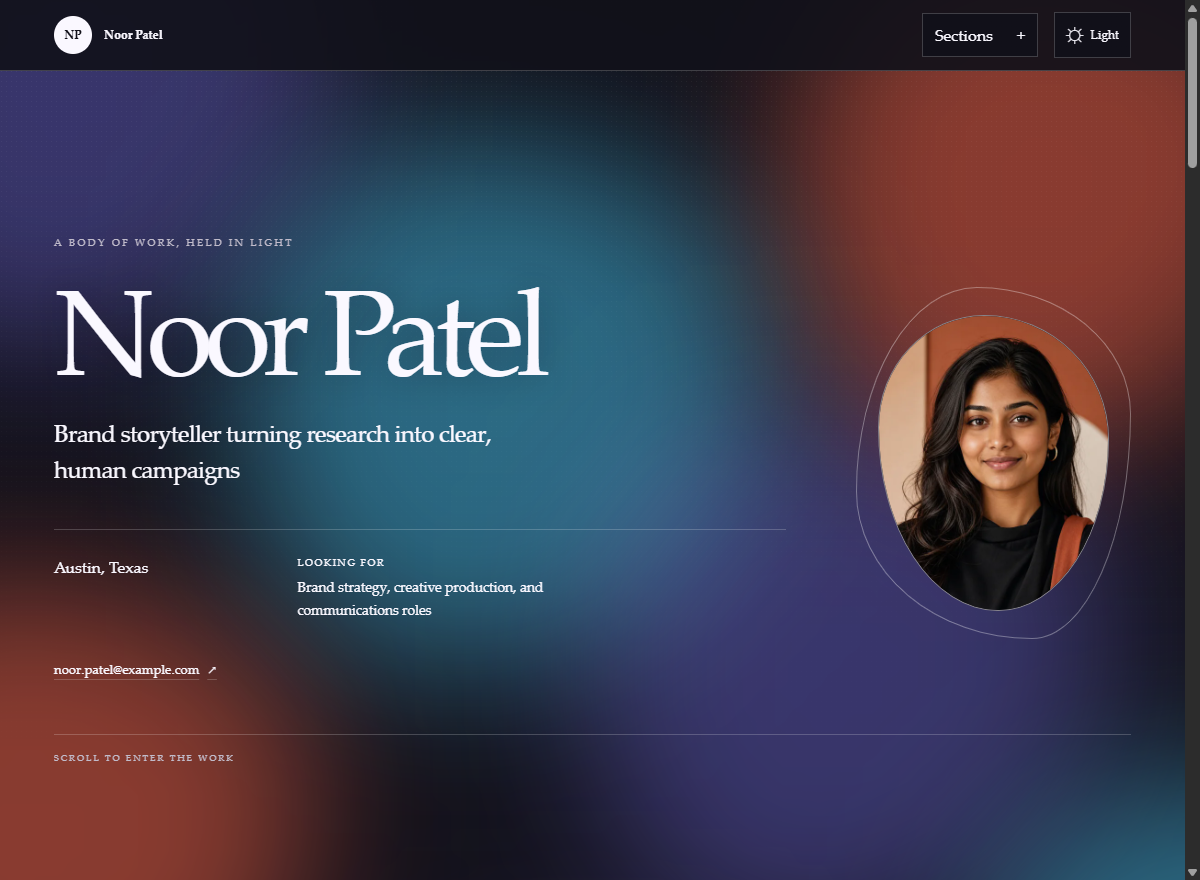 Noor Patel — Brand & design portfolio example